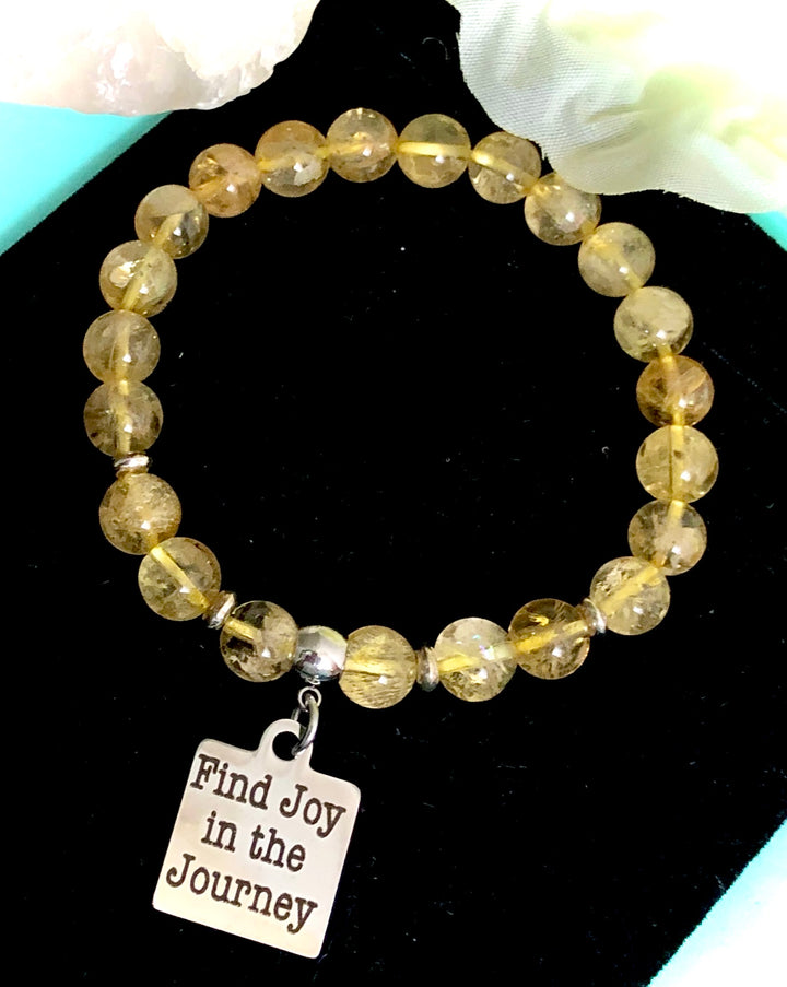 'Find Joy in the Journey' - Gemstone Charm Bracelet - Choice of Gemstone