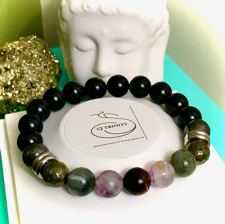 'MENTAL CLARITY, SUCCESS & PROTECTION' - Unisex - Men's Gemstone Bracelet