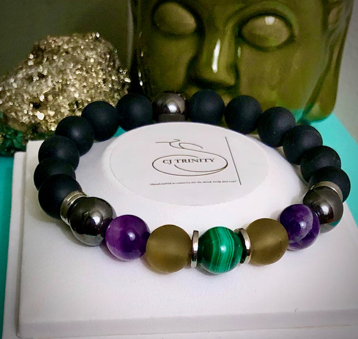 'Stress, Anxiety, Growth & Empowerment' - Unisex Gemstone Bracelet-Choice of Size
