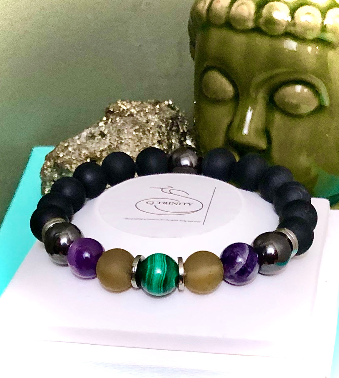 'Stress, Anxiety, Growth & Empowerment' - Unisex Gemstone Bracelet-Choice of Size