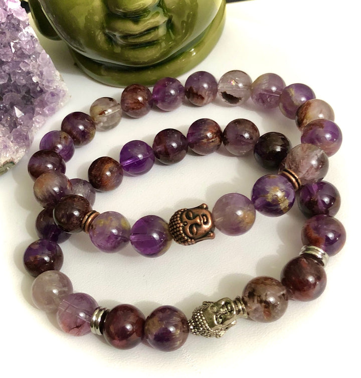 Unisex SUPER 7 (Melody Stone)- Buddha Gemstone Bracelet-Choice of Size and Bead Color/Style