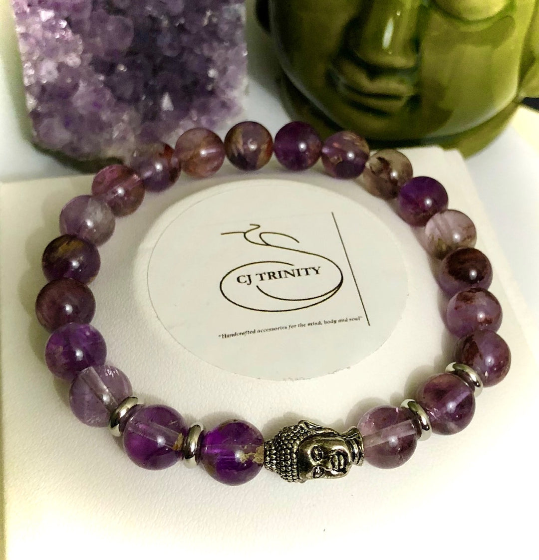 Unisex SUPER 7 (Melody Stone)- Buddha Gemstone Bracelet-Choice of Size and Bead Color/Style