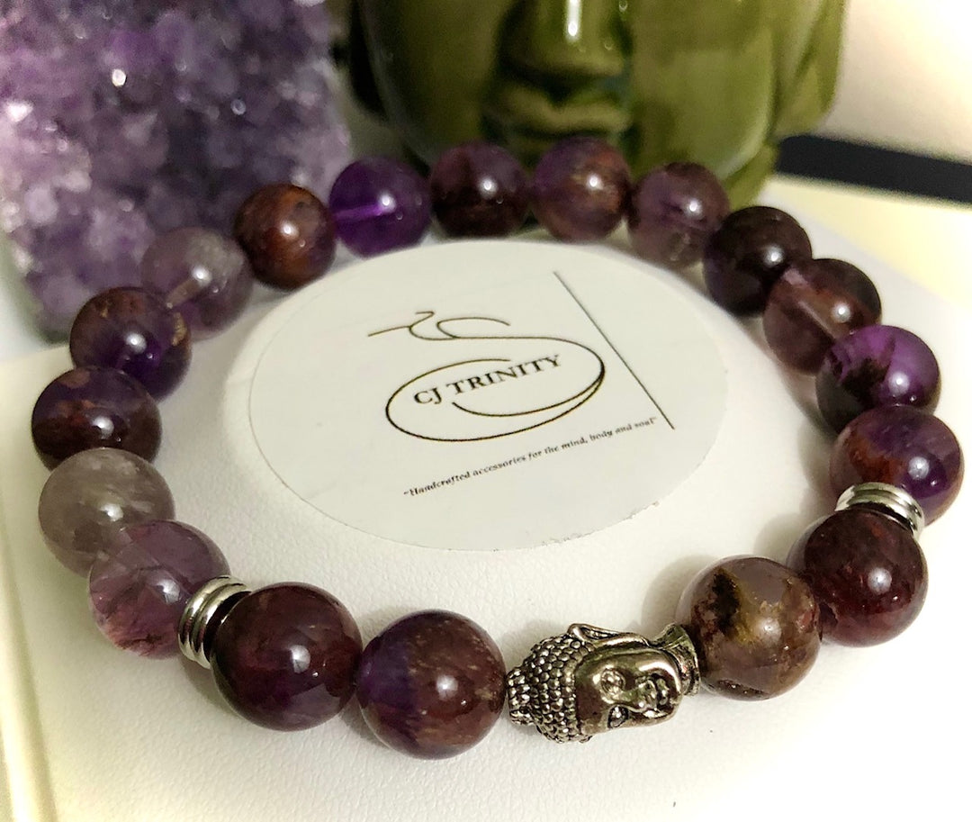 Unisex SUPER 7 (Melody Stone)- Buddha Gemstone Bracelet-Choice of Size and Bead Color/Style
