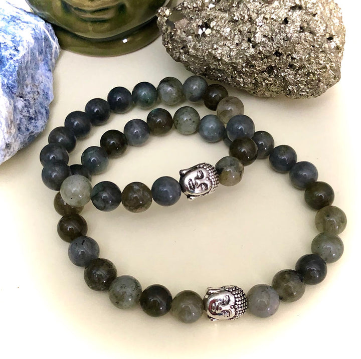 "Daddy & Me' Matching Labradorite Gemstone Bracelets - Sold as a Set or Separately