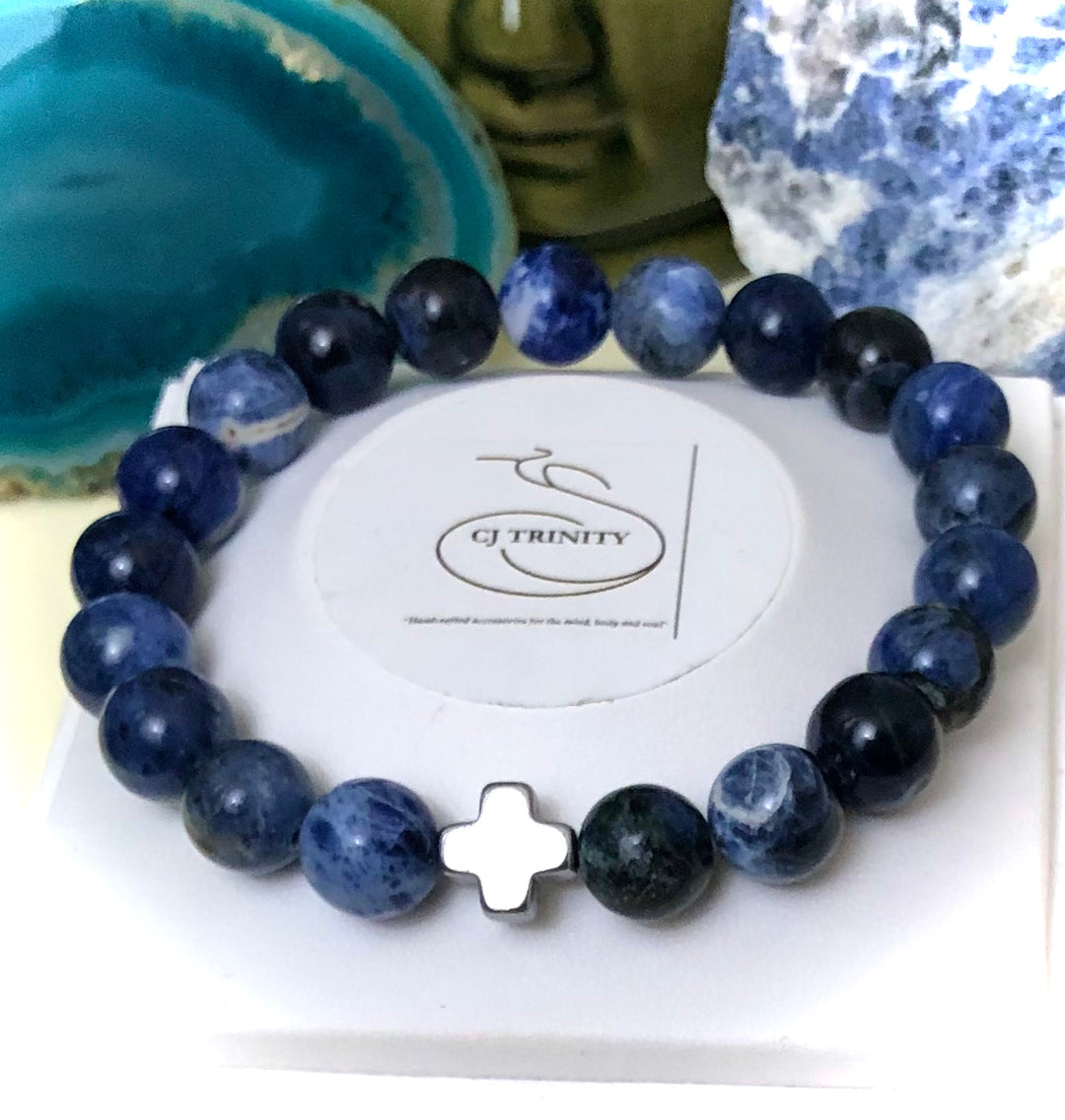 "Daddy & Me'-Matching Sodalite & Hematite Gemstone Bracelets- Sold as a SET or Separately