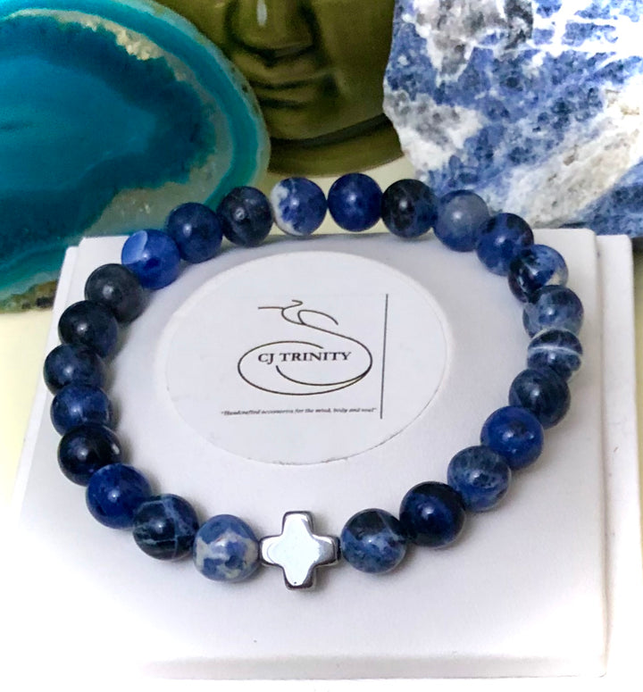 "Daddy & Me'-Matching Sodalite & Hematite Gemstone Bracelets- Sold as a SET or Separately