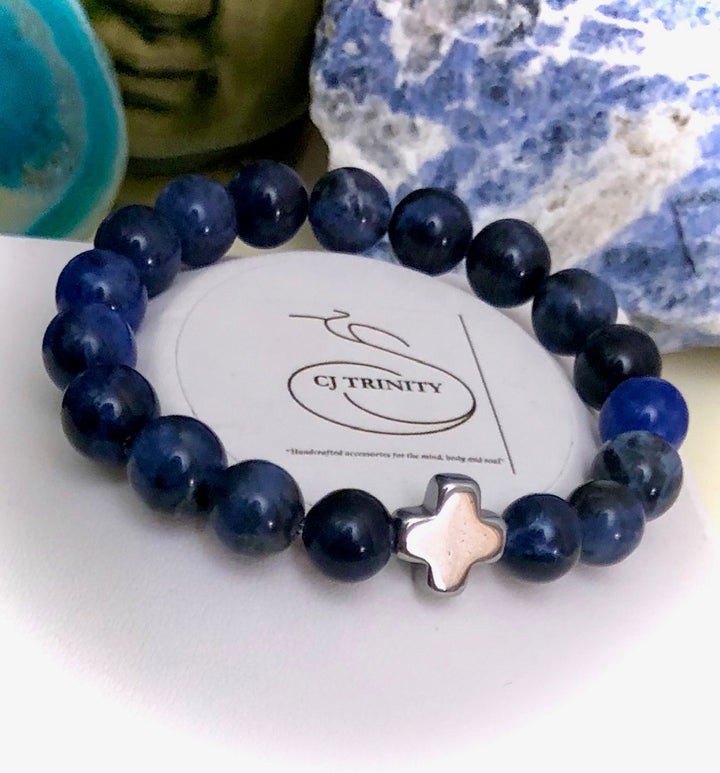 "Daddy & Me'-Matching Sodalite & Hematite Gemstone Bracelets- Sold as a SET or Separately