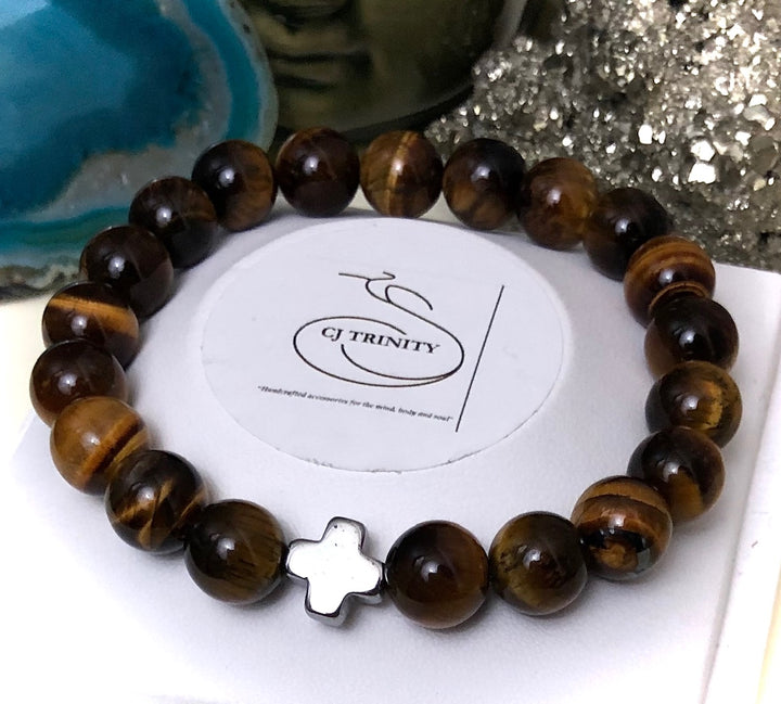 'Daddy & Me' - Matching Tiger's Eye & Hematite Gemstone Bracelets-Sold as a SET or Separately