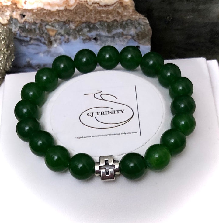 'Daddy & Me' - Matching Green Jade Gemstone Bracelets-Sold as a SET or Separately