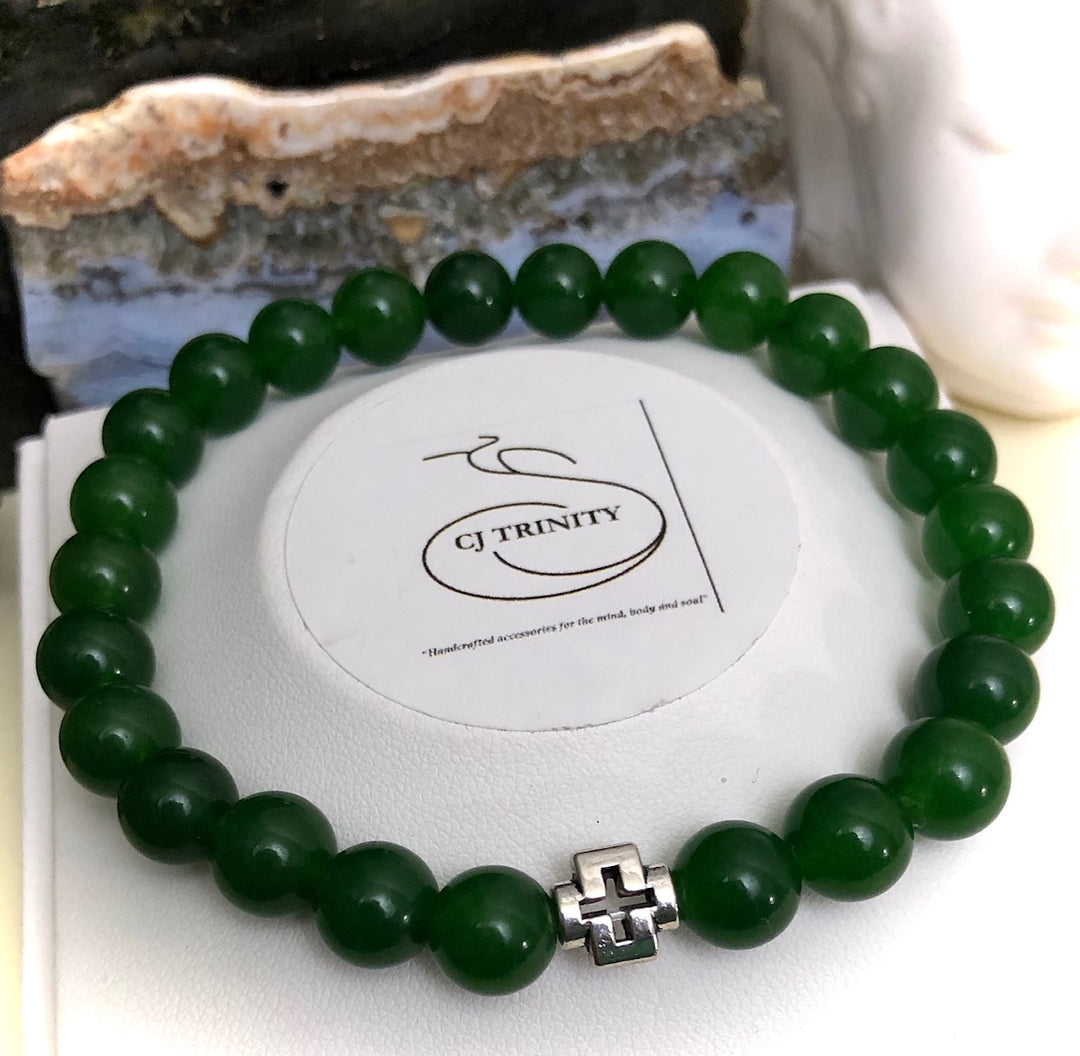'Daddy & Me' - Matching Green Jade Gemstone Bracelets-Sold as a SET or Separately