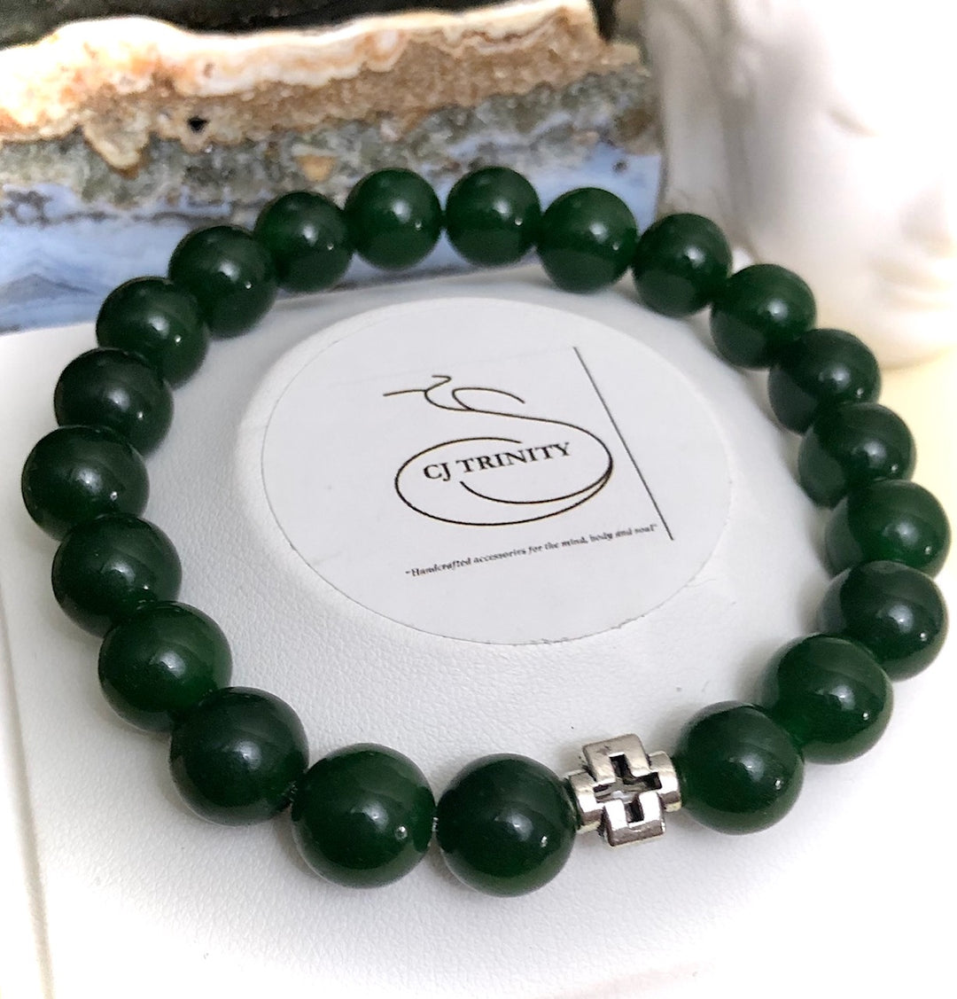 'Daddy & Me' - Matching Green Jade Gemstone Bracelets-Sold as a SET or Separately