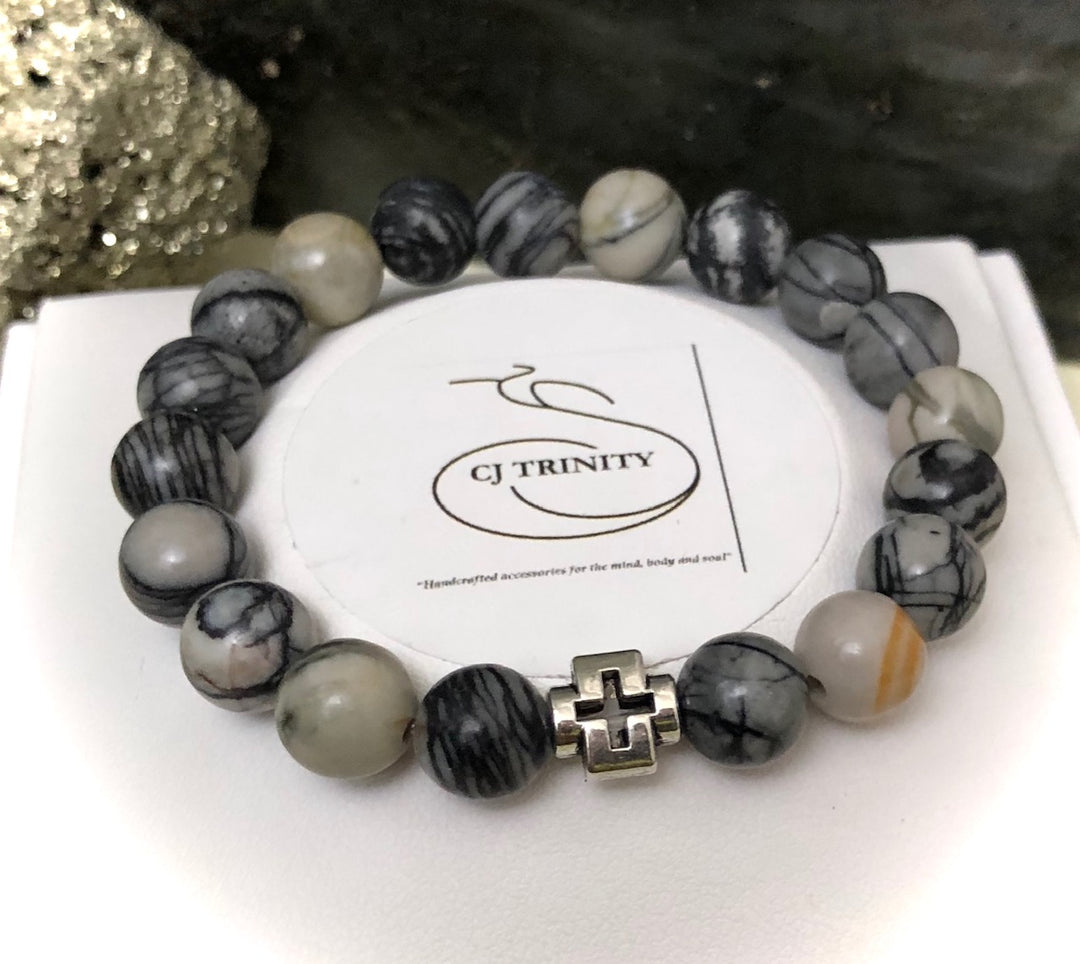 'Daddy & Me'- Matching Spiderweb Jasper Gemstone Bracelets-Sold as a SET or Separately