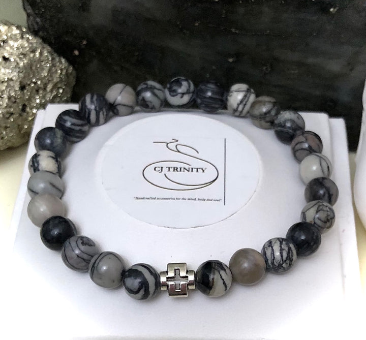 'Daddy & Me'- Matching Spiderweb Jasper Gemstone Bracelets-Sold as a SET or Separately