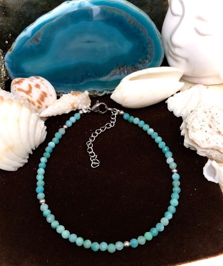 Dainty Amazonite ANKLET- Minimalist Gemstone Ankle Bracelet
