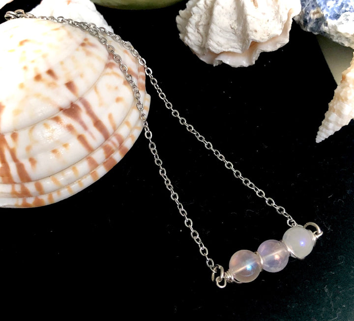 Dainty Angel Aura Rose Quartz ANKLET-Minimalist Ankle Bracelet-Stainless Steel