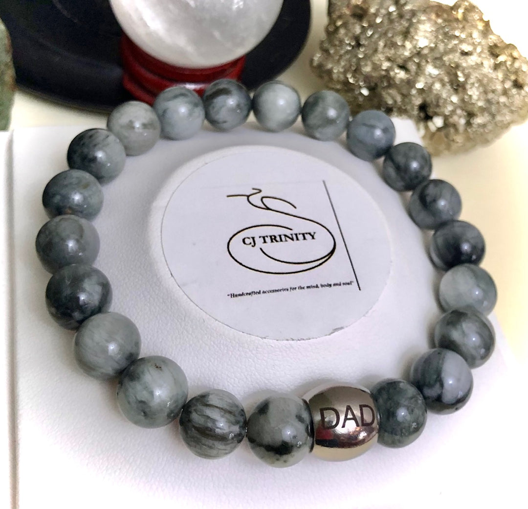 'DAD' Gemstone  & Stainless Steel Bracelet- Choice of Gemstone
