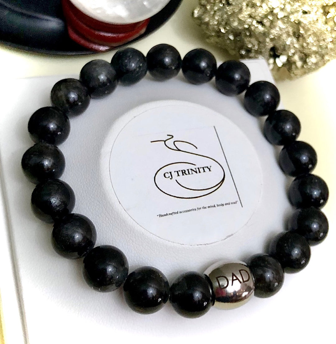 'DAD' Gemstone  & Stainless Steel Bracelet- Choice of Gemstone