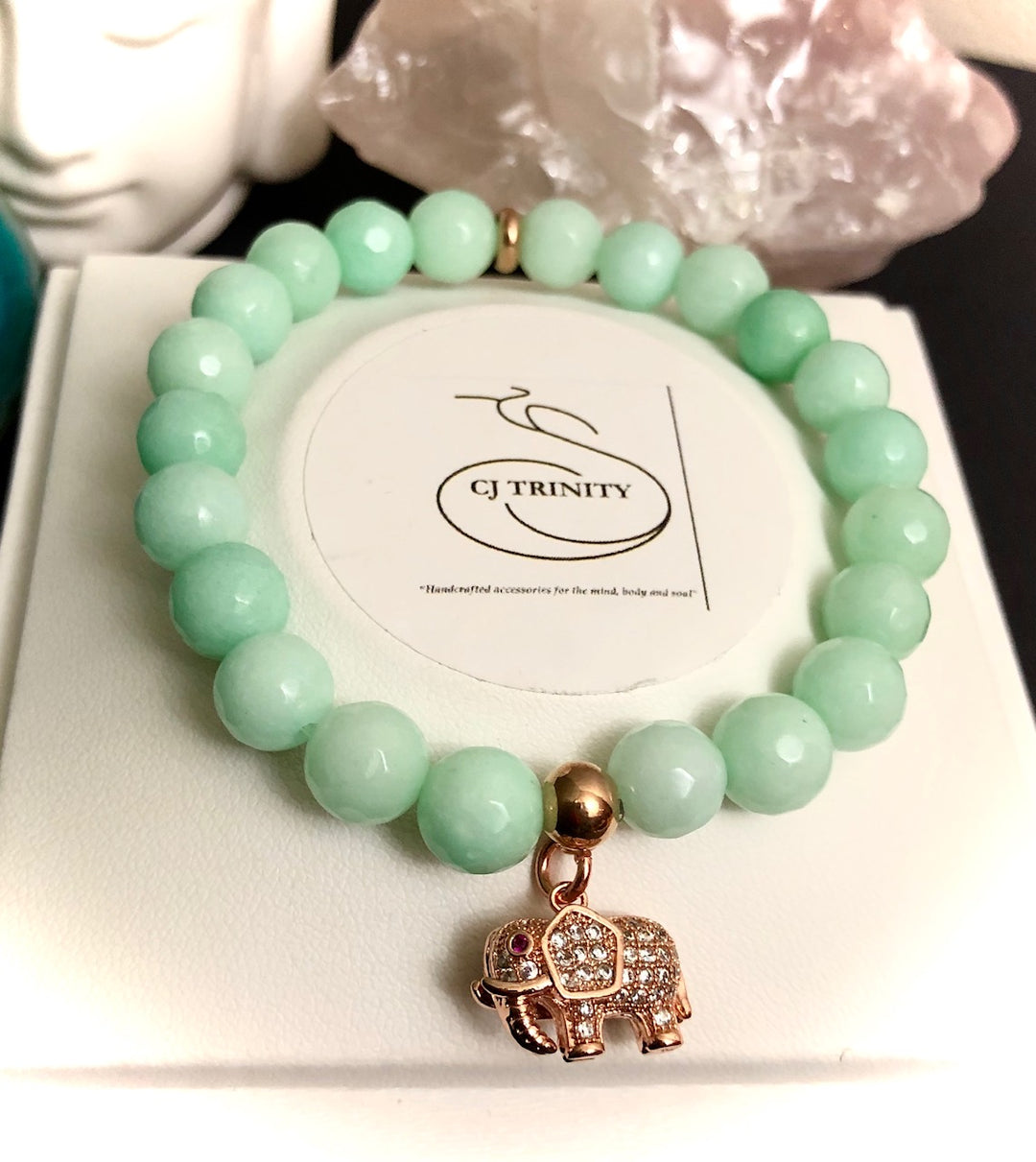 'Prosperity & Serenity' Pavé Elephant and Bar Gemstone Bracelets- Choice of Style & Color-Sold separately or as a SET