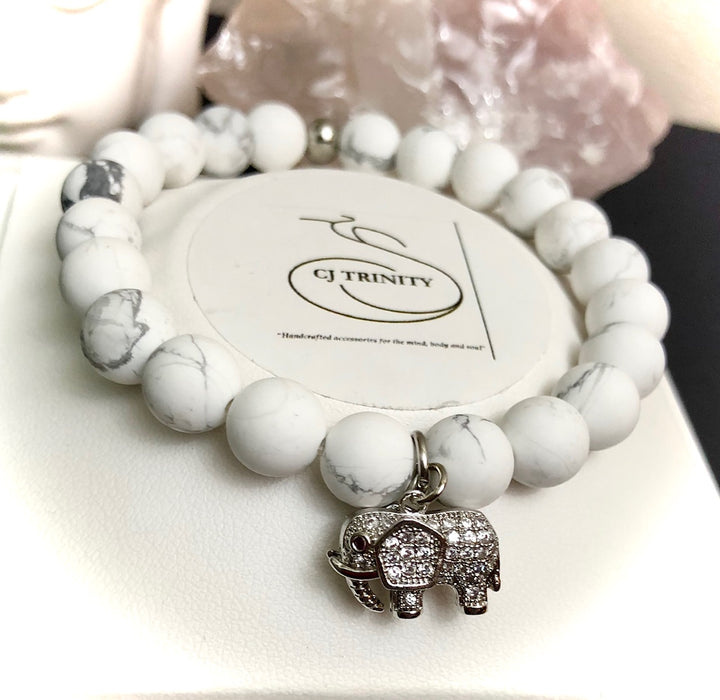 'Prosperity & Serenity' Pavé Elephant and Bar Gemstone Bracelets- Choice of Style & Color-Sold separately or as a SET