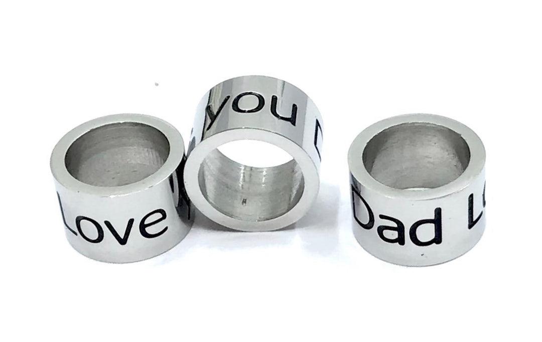 'LOVE YOU DAD' - Stainless Steel Barrel Bead- Gemstone Bracelet- Choice of Gemstones