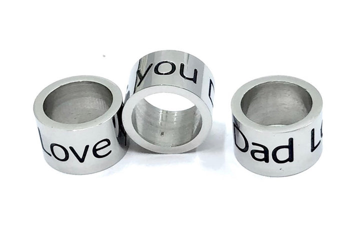 'LOVE YOU DAD' - Stainless Steel Barrel Bead- Gemstone Bracelet- Choice of Gemstones