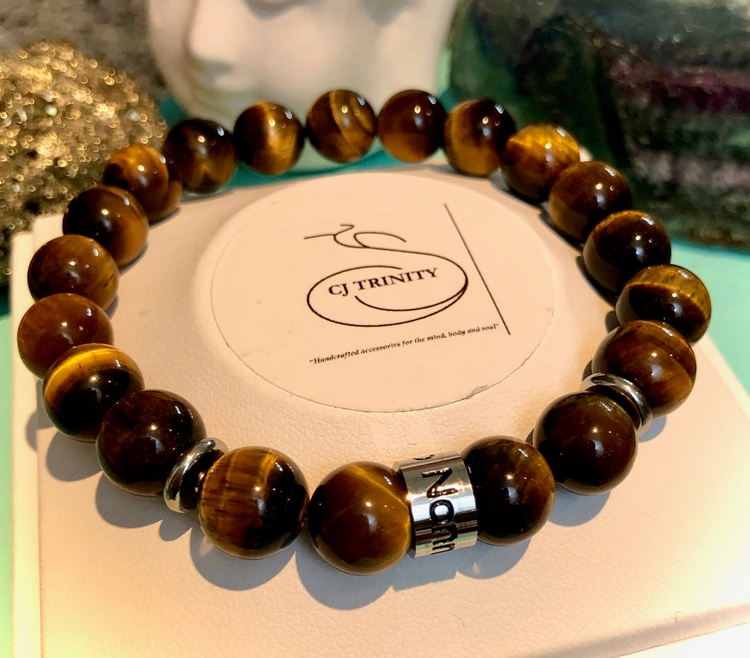 'NONNO' - Stainless Steel Barrel Bead - Gemstone Bracelet - Choice of Gemstones