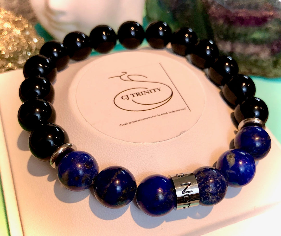 'NONNO' - Stainless Steel Barrel Bead - Gemstone Bracelet - Choice of Gemstones