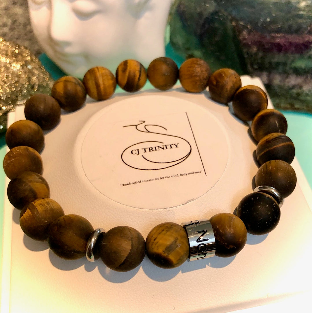 'NONNO' - Stainless Steel Barrel Bead - Gemstone Bracelet - Choice of Gemstones