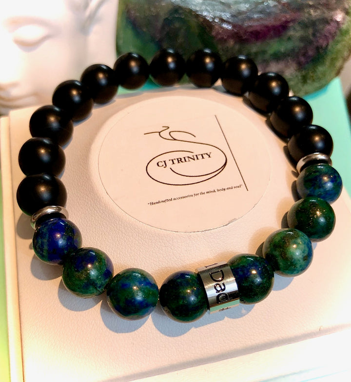 '#1 DAD' - Stainless Steel Barrel Bead- Gemstone Bracelet- Choice of Style