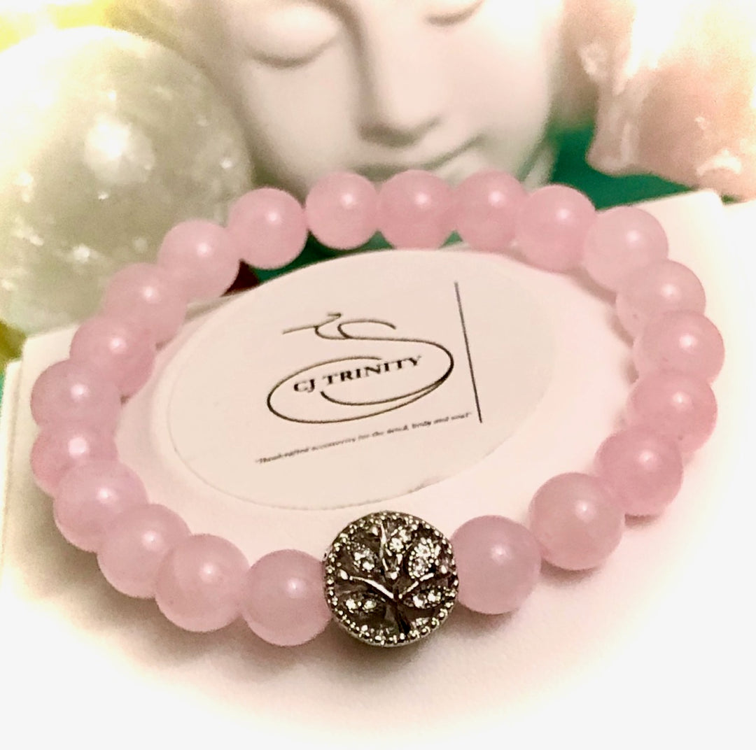 Pavé Silver-toned TREE OF LIFE-Gemstone Bracelet-Choice of Gemstone