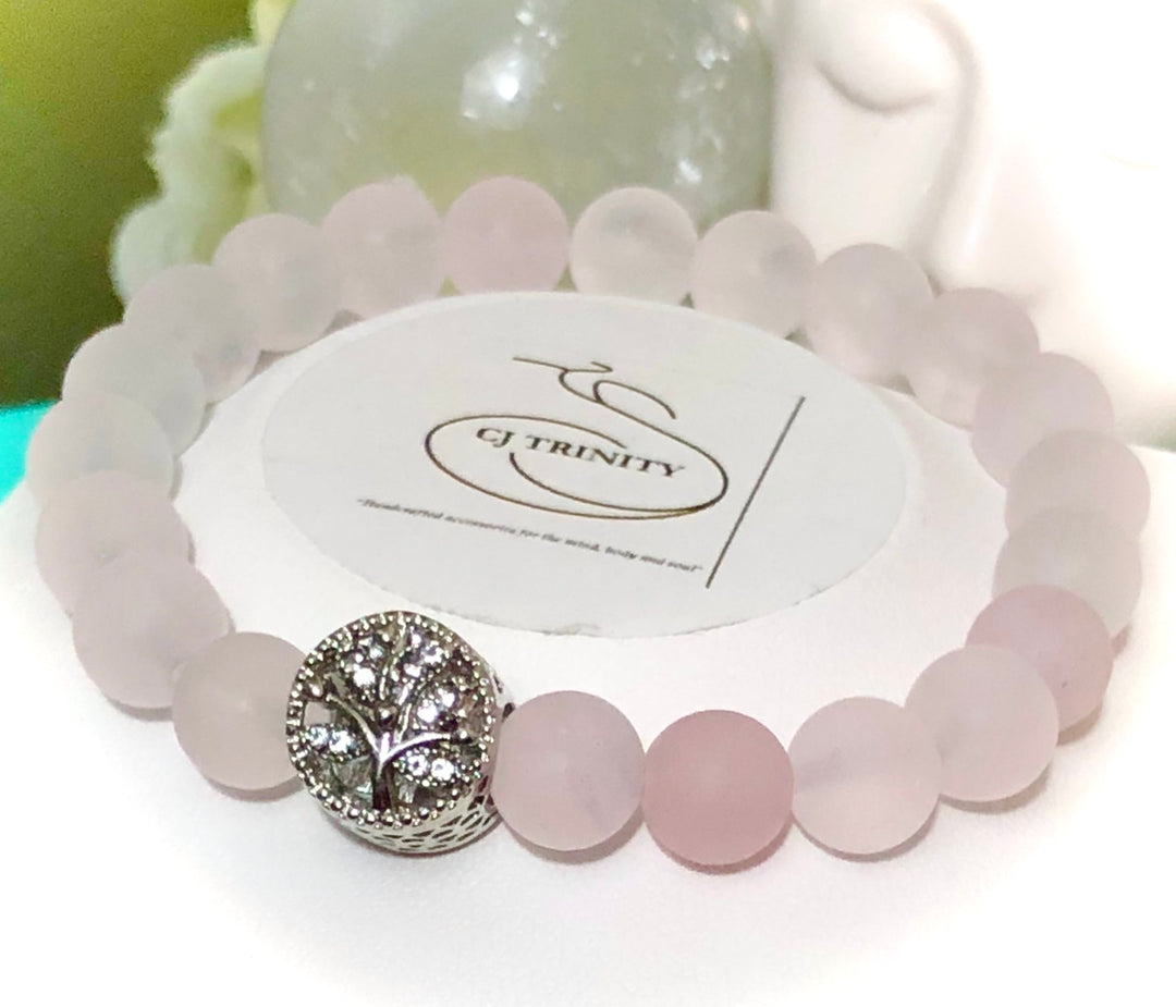 Pavé Silver-toned TREE OF LIFE-Gemstone Bracelet-Choice of Gemstone