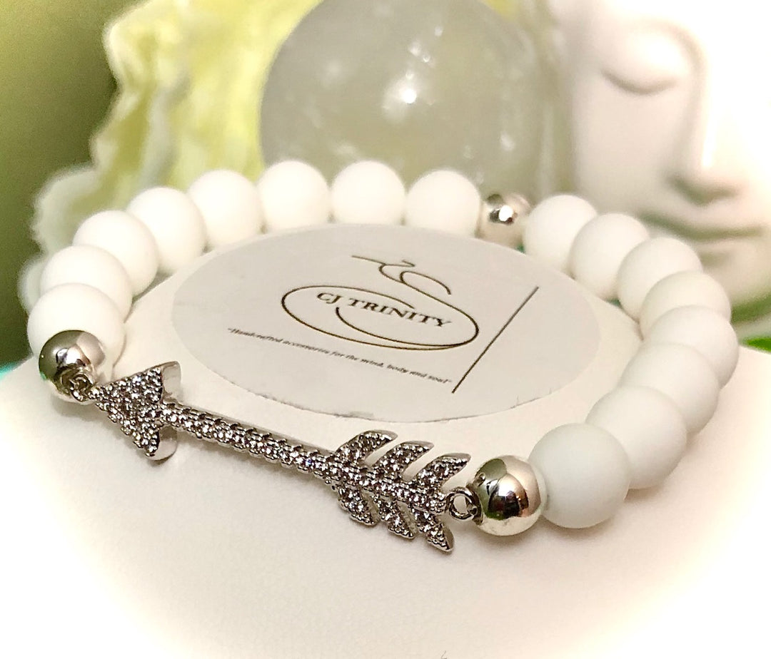 Pavé Silver-toned ARROW & BAR Gemstone Stacking Bracelets -Sold as a SET or seperately