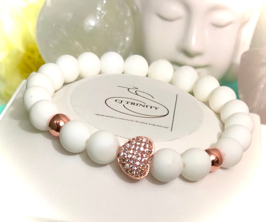 Pavé Rose Gold-toned HEART and BAR Gemstone Bracelets - Sold separately or as a SET