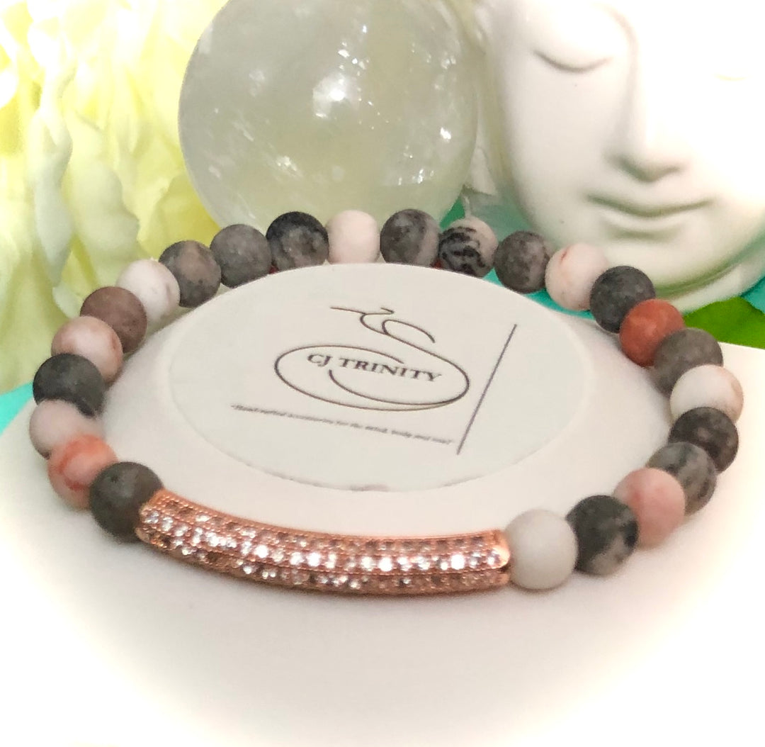 Pavé Rose Gold-toned HEART and BAR Gemstone Bracelets - Sold separately or as a SET