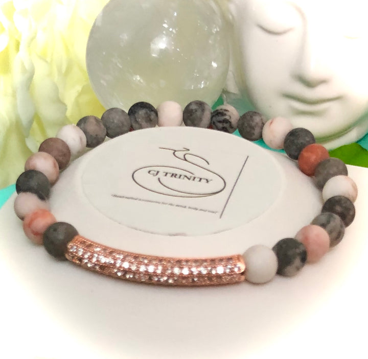 Pavé Rose Gold-toned HEART and BAR Gemstone Bracelets - Sold separately or as a SET