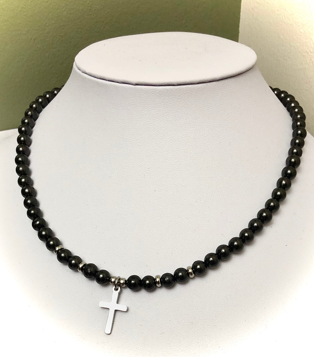 Unisex Shungite CROSS Necklace-EMF Protection-Stainless Steel