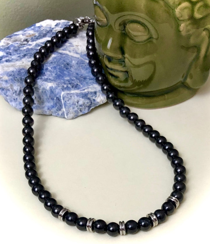 Unisex Classic Shungite & Stainless Steel Necklace-EMF Protection