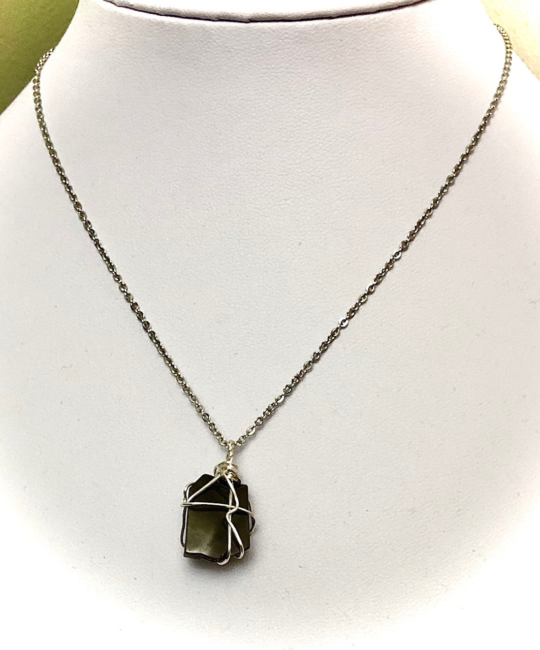 Unisex SILVER Wire-wrapped Shungite Necklace-EMF Protection-Stainless Steel Chain-Choice of Style