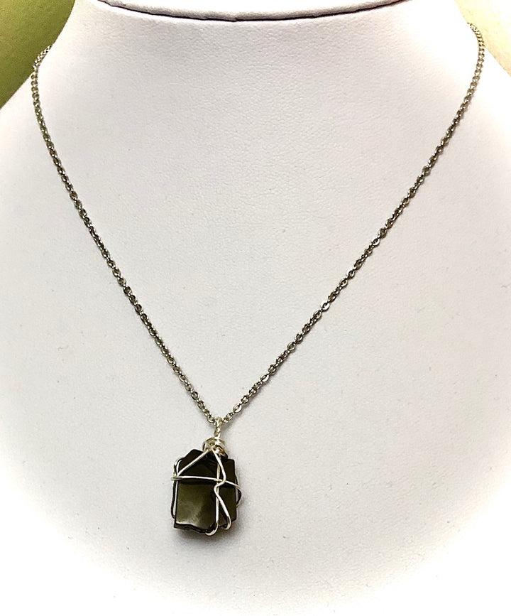 Unisex SILVER Wire-wrapped Shungite Necklace-EMF Protection-Stainless Steel Chain-Choice of Style