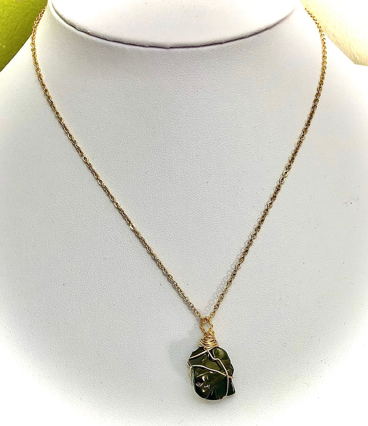 Unisex GOLD-TONED Wire-wrapped SHUNGITE Necklace- EMF Protection-Stainless Steel Chain-Choice of Style