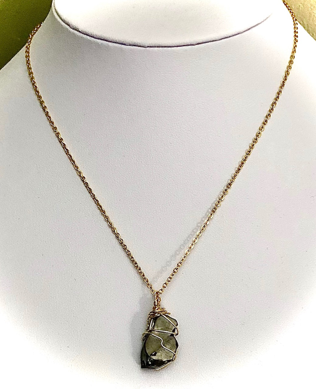 Unisex GOLD-TONED Wire-wrapped SHUNGITE Necklace- EMF Protection-Stainless Steel Chain-Choice of Style