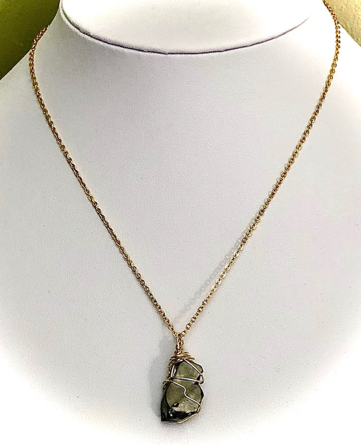 Unisex GOLD-TONED Wire-wrapped SHUNGITE Necklace- EMF Protection-Stainless Steel Chain-Choice of Style