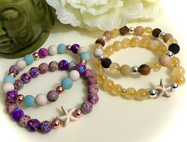 Gemstone STARFISH Bracelet Set-Sold Separately or as a SET - Choice of Gemstones
