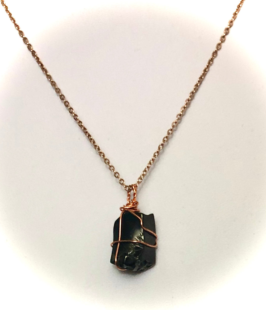 SHUNGITE-Rose Gold-toned-EMF Protection-Wire-wrapped Pendant Necklace-Stainless Steel-Choice of Style