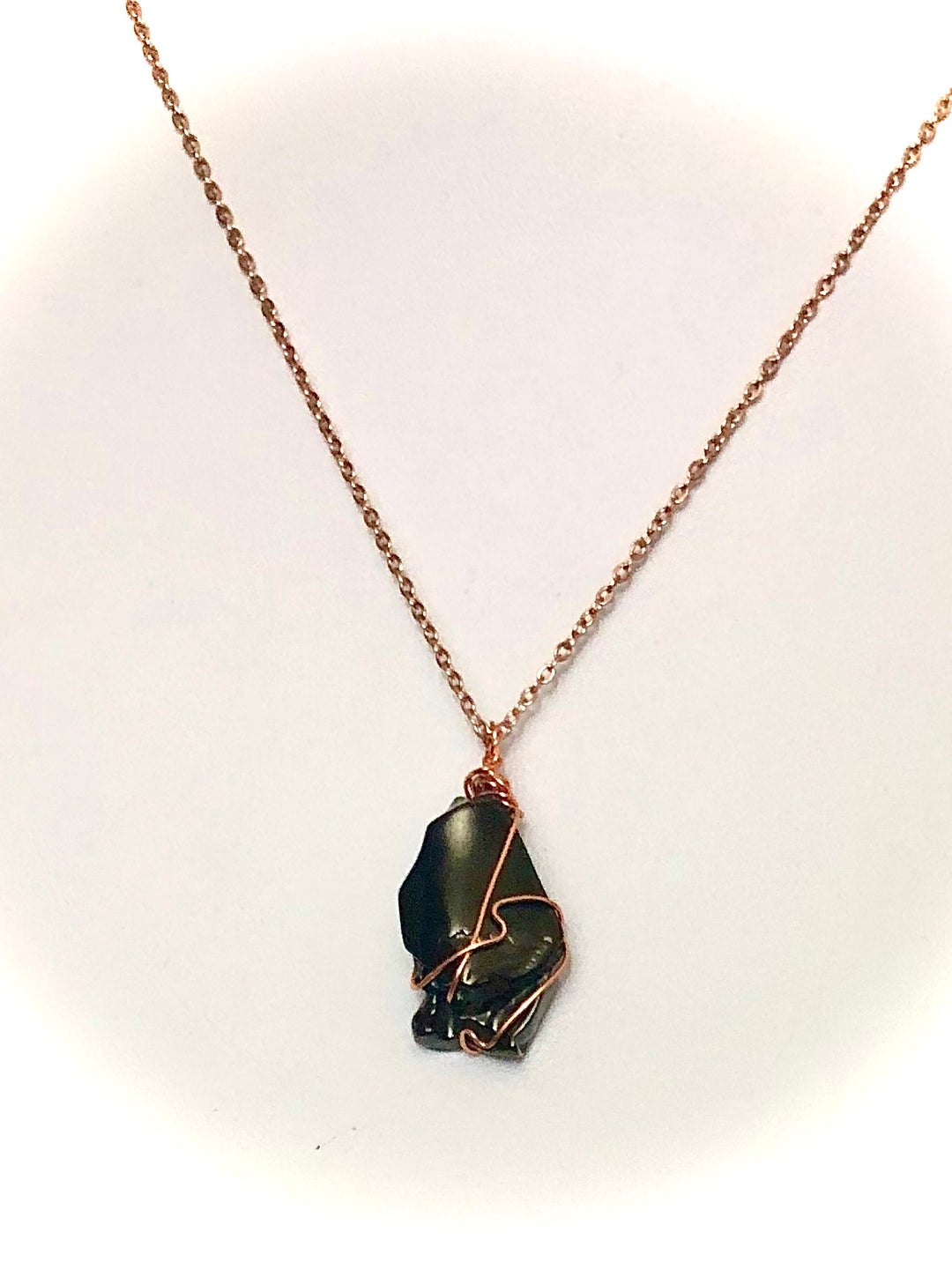 SHUNGITE-Rose Gold-toned-EMF Protection-Wire-wrapped Pendant Necklace-Stainless Steel-Choice of Style
