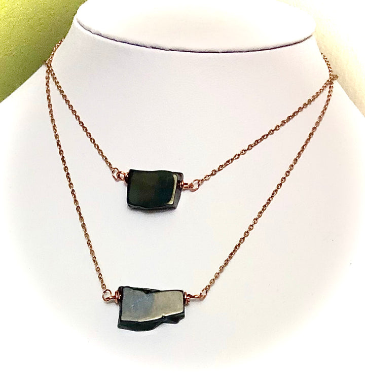 SHUNGITE-Rose Gold-toned-Focal Bead-EMF Protection Necklace-Stainless Steel-Choice of Style