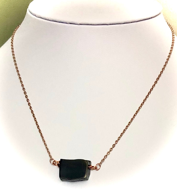 SHUNGITE-Rose Gold-toned-Focal Bead-EMF Protection Necklace-Stainless Steel-Choice of Style