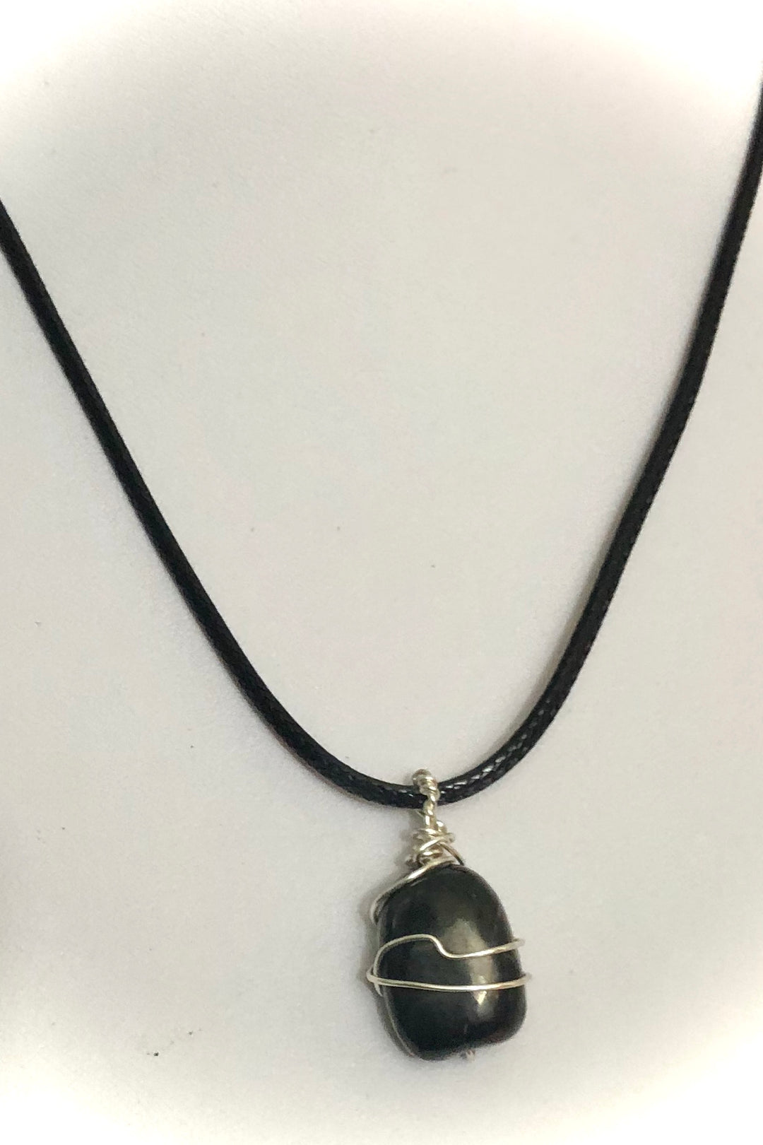 Unisex SHUNGITE Pendant Necklace-Black Cotton Cord Necklace-EMF Protection