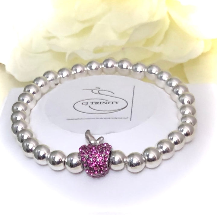 Pavé Apple-TEACHER BRACELET-Silver-toned Hematite