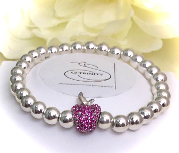 Pavé Apple-TEACHER BRACELET-Silver-toned Hematite